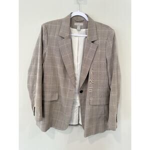 H&M Women’s Brown Plaid Blazer Size Large 2187